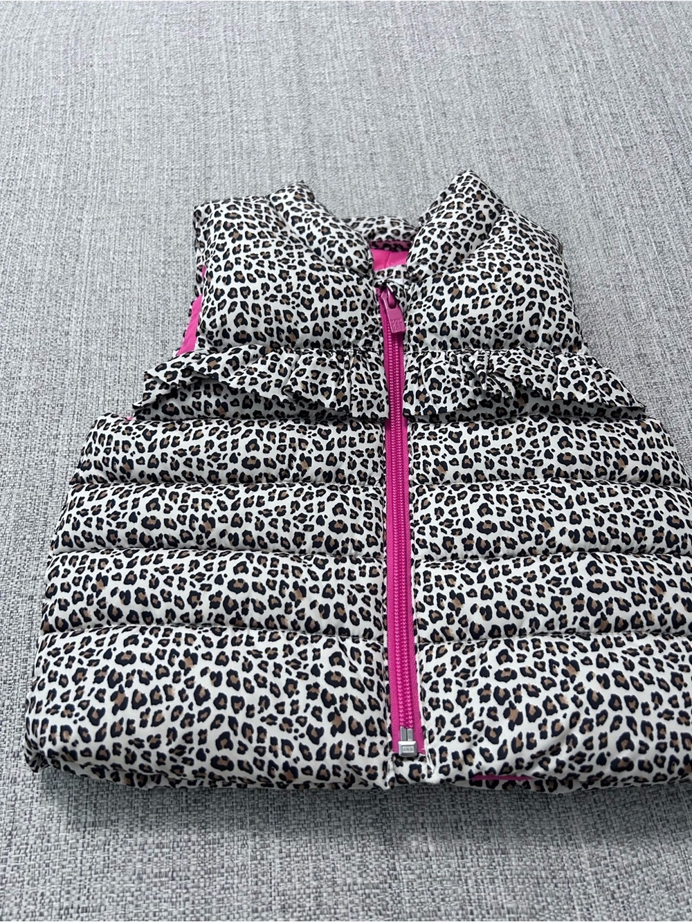 GAP Baby Pink Leopard Trim Puffer Jacket. NWT Size 12-18M
